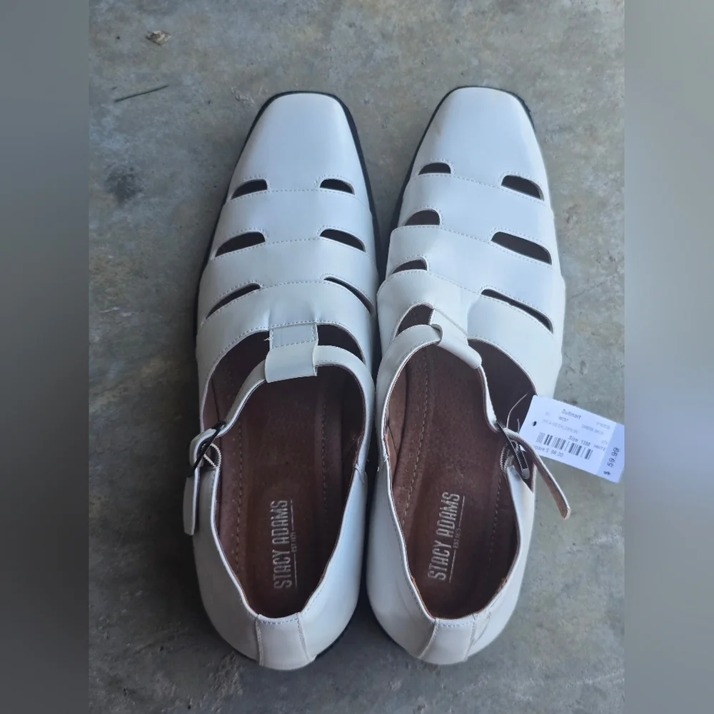 Stacy Adams Leather Sandals Sz 13M Calderon White City Men's New - Picture 4 of 15